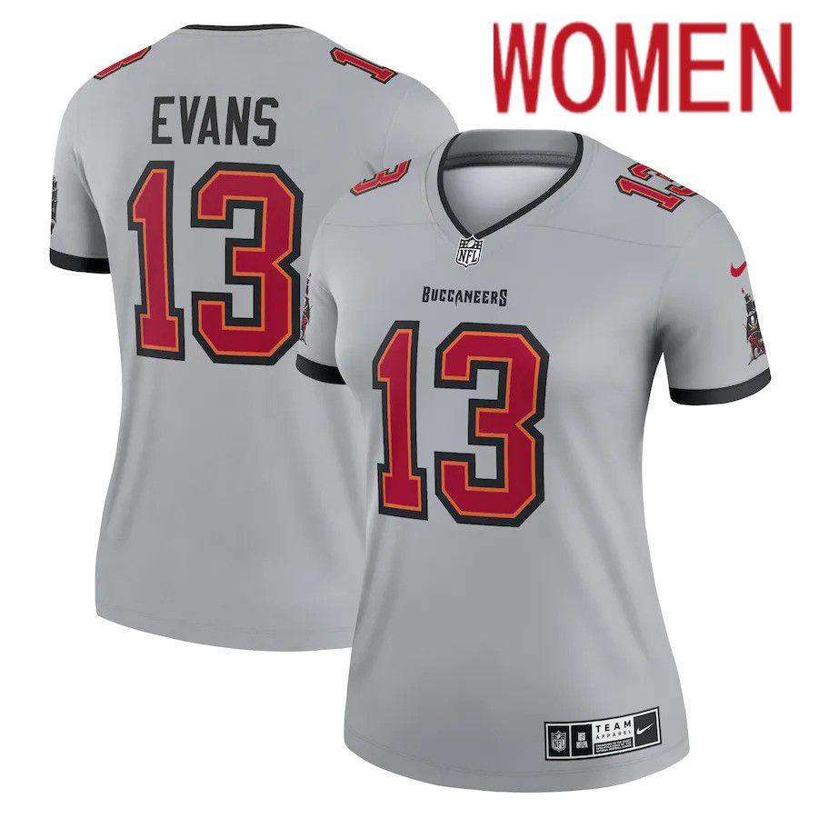 Women Tampa Bay Buccaneers #13 Mike Evans Nike Gray Inverted Legend NFL Jersey->women nfl jersey->Women Jersey